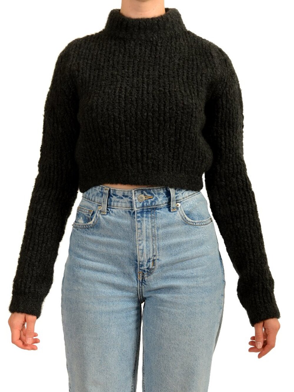 Scuderia Ferrari Women's Gray Silk Cashmere Cropped Pullover Sweater US XS IT 38